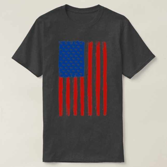 Camiseta Aves observando la bandera de Estados Unidos Aves  (Diseño del anverso)
