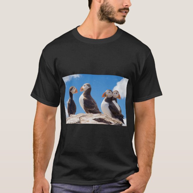 Camiseta Aves Puffins Naturaleza Perchada (Anverso)
