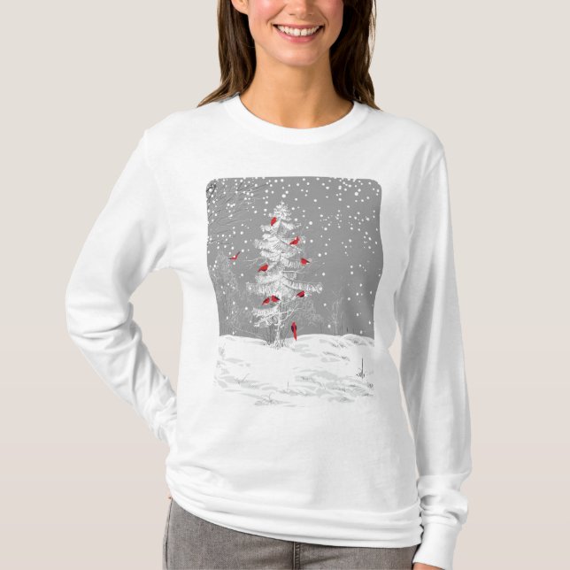 Camiseta Aves rojas, Navidades blancos (Anverso)