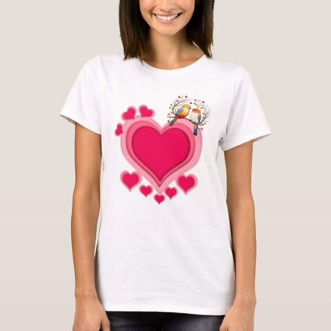 Camiseta Aves románticas en el El día de San Valentín de su (Anverso)