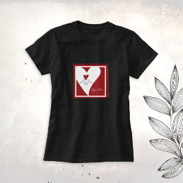Camiseta Aves simples y modernas en el corazón rojo