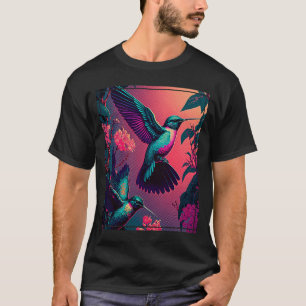 Camiseta Aves tropicales colibríes en la onda de vaporizaci