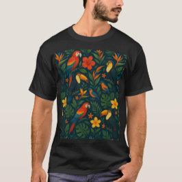 Camiseta Aves tropicales coloridas y modernas con flores