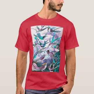Camiseta Aves Verde azuladas púrpuras de largo paraíso