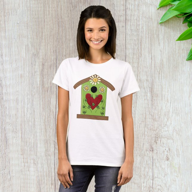 Camiseta Aves verdes con corazón y margaritas (Subido por el creador)