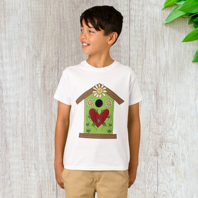 Camiseta Aves verdes con corazón y margaritas (Subido por el creador)