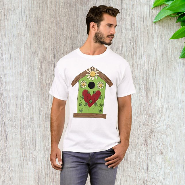 Camiseta Aves verdes con corazón y margaritas (Subido por el creador)