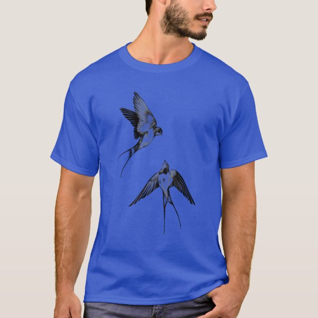 Camiseta Aves volando retro (Anverso)