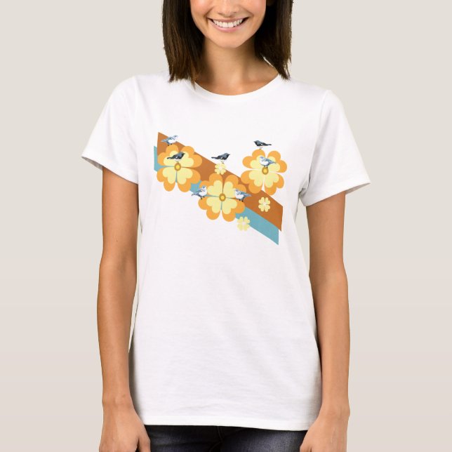 Camiseta Aves y flores (Anverso)