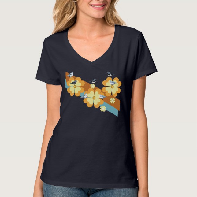 Camiseta Aves y flores (Anverso)