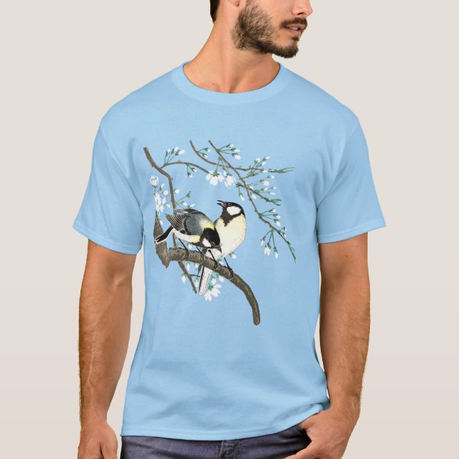 Camiseta Aves y flores de cerezo Ohara Koson (Anverso)