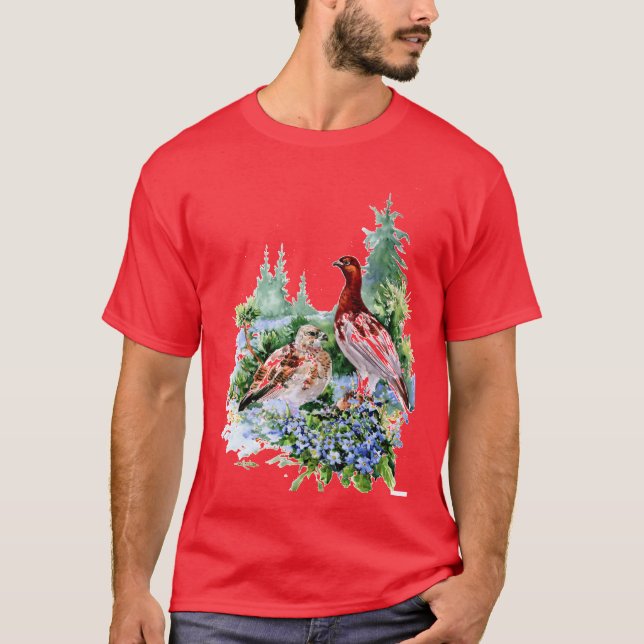Camiseta Aves y flores del estado de Alaska (Anverso)