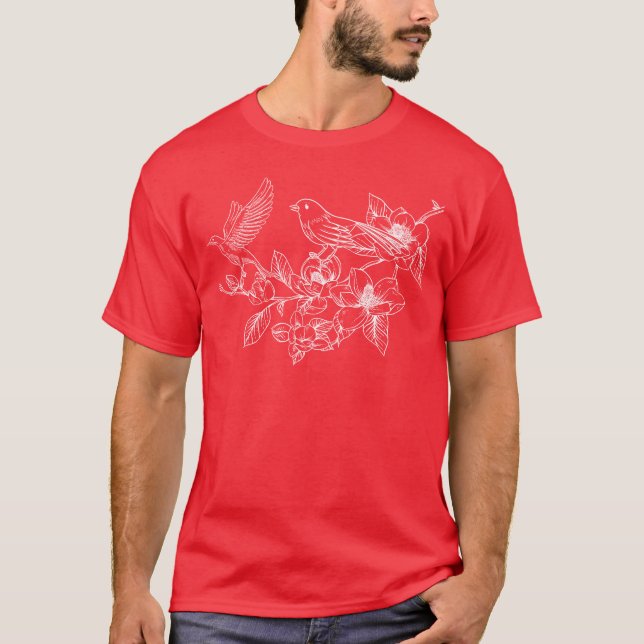 Camiseta Aves y flores Mujeres Jardinería retro (Anverso)