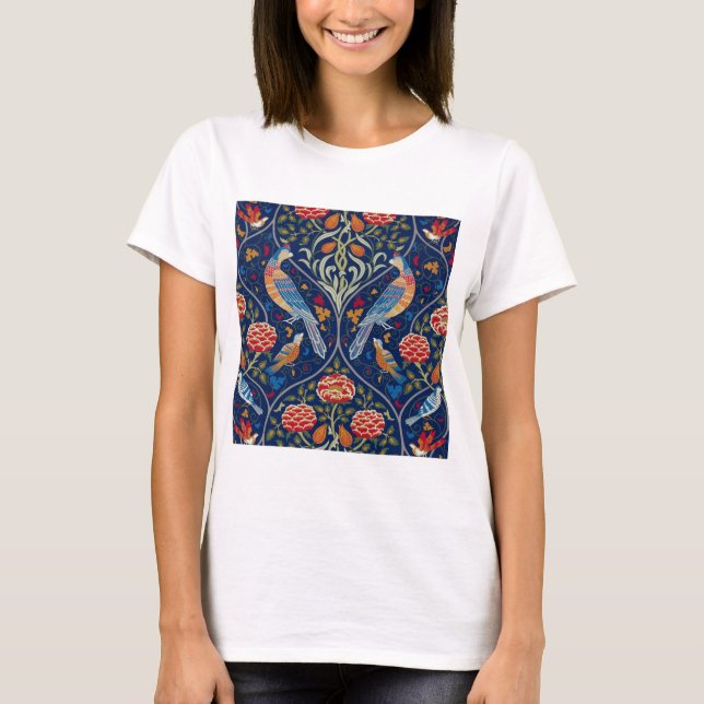 Camiseta Aves y flores, William Morris (Anverso)
