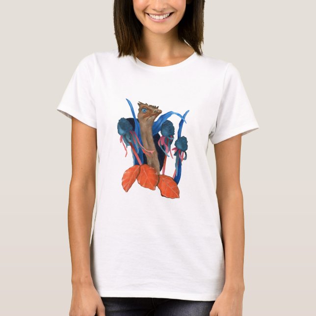 Camiseta Avestruz con hojas (Anverso)