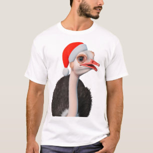 Camiseta Avestruz divertida de Navidad con sombrero de Sant