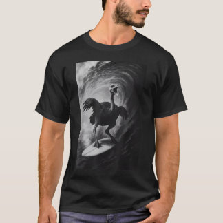 Camiseta Avestruz Divertida de Surf en Selfie en Tabla de S