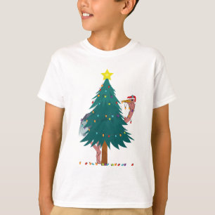 Camiseta Avestruz divertido de Navidad iluminado