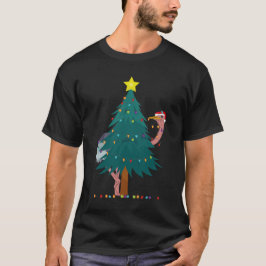 Camiseta Avestruz divertido de Navidad iluminado
