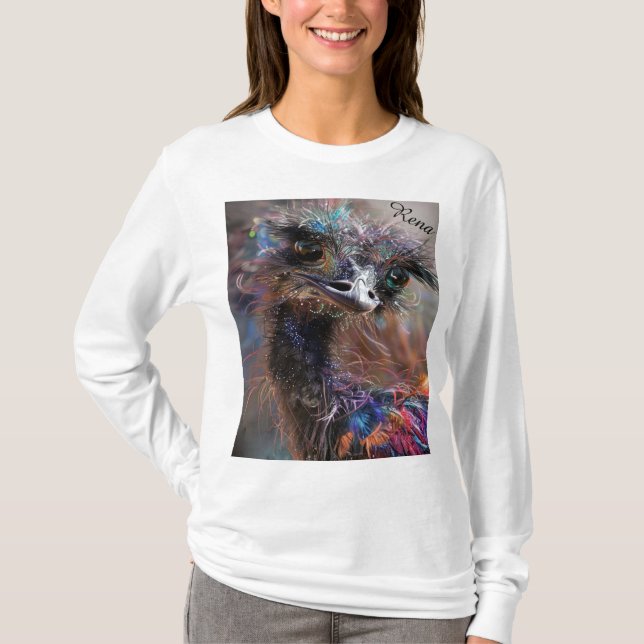 Camiseta Avestruz Wackadoodle Espalda Personalizada  (Anverso)