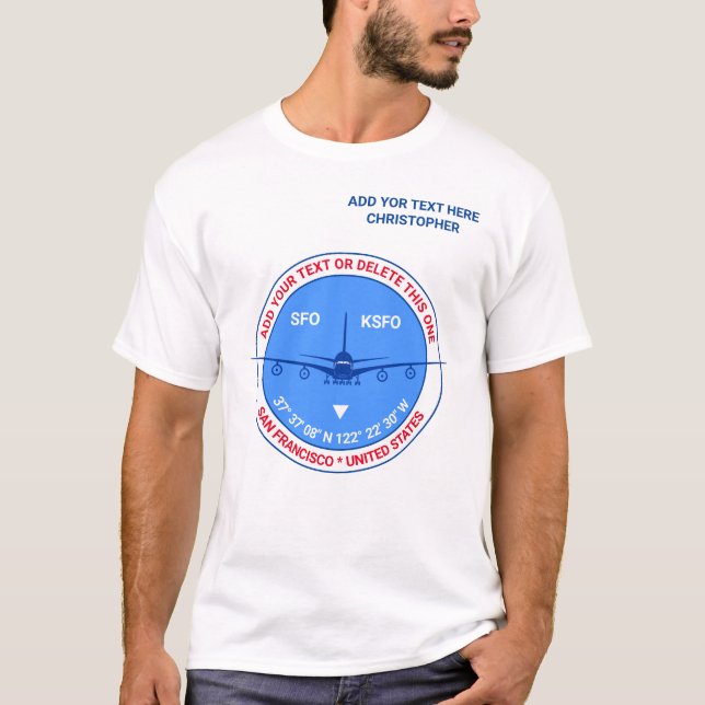 Camiseta Aviación, Aeropuerto, Piloto, Moda Turística de Vi (Anverso)