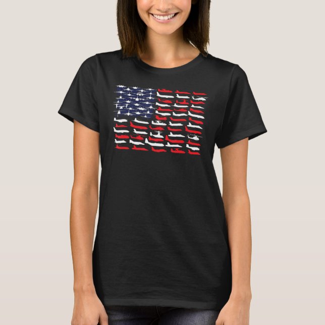Camiseta Aviación militar Aeronave Patriótica Bandera Ameri (Anverso)