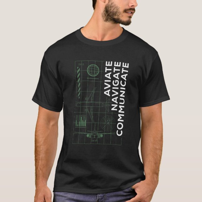 Camiseta Aviación Piloto Navegar Comunicar Aviación Con Car (Anverso)