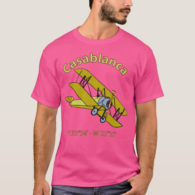 Camiseta Aviador de coordenadas de vuelo de Casablanca (Anverso)