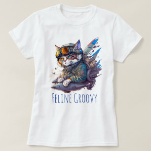 Camiseta Aviador de gatos Groovy felino personalizado
