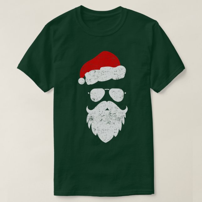 Camiseta Aviador Hipster Santa Beard Gafas de sol y Gorra (Diseño del anverso)