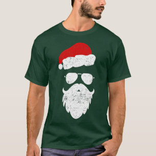 Camiseta Aviador Hipster Santa Beard Gafas de sol y Gorra