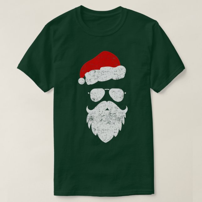 Camiseta Aviador Hipster Santa Beard Gafas de sol y Gorra-g (Diseño del anverso)