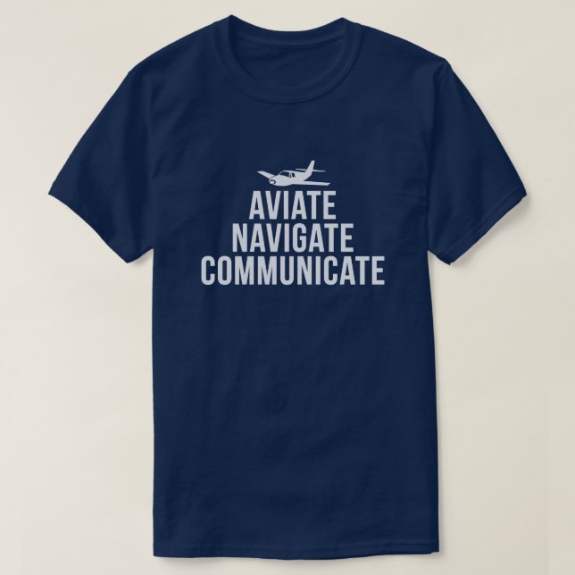 Camiseta Aviate, navega, comunica al piloto (Diseño del anverso)