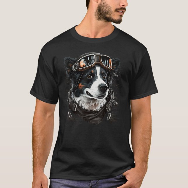 Camiseta Aviation Border Collie Airplane Pilot on Border Co (Anverso)