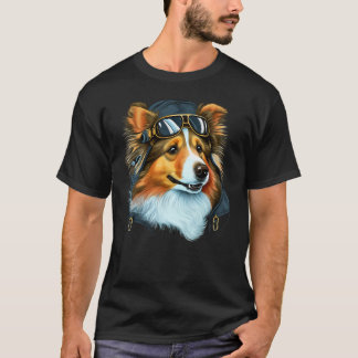 Camiseta Aviation Sheltie Airplane Pilot on Shetland Sheepd
