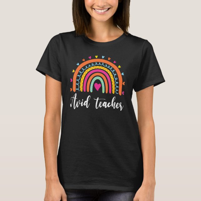 Camiseta AVID Teacher  Boho Rainbow Back To School Apprecia (Anverso)