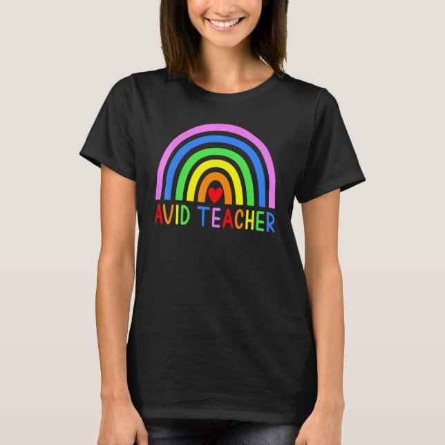 Camiseta AVID Teacher  Boho Rainbow Back To School Apprecia (Anverso)