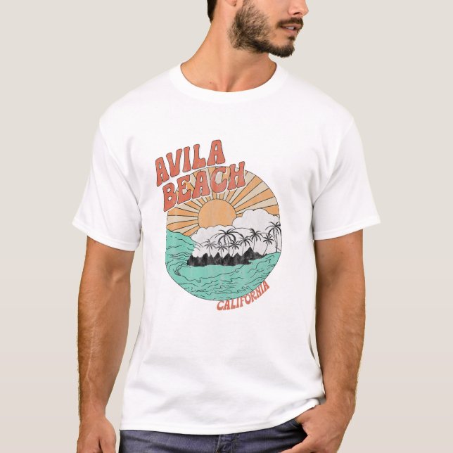 Camiseta Avila Beach California Palm Trees CA Retro (Anverso)