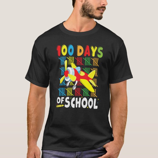 Camiseta Avión 100 días de ropa escolar para profesores B (Anverso)