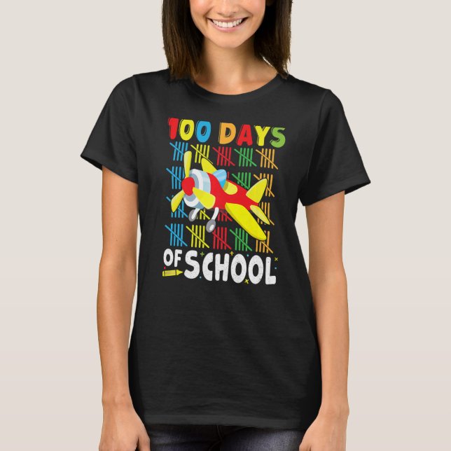 Camiseta Avión 100 días de ropa escolar para profesores B (Anverso)