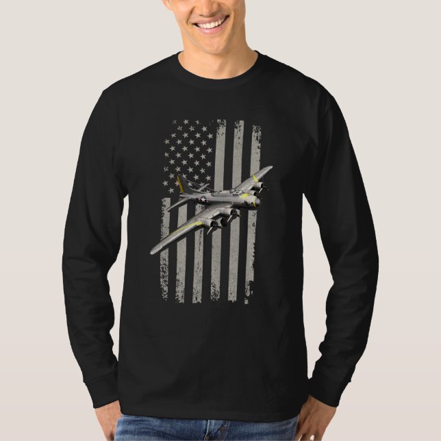 Camiseta Avión aéreo B17 Bomber Ww2 Pil Veterano De Bandera (Anverso)
