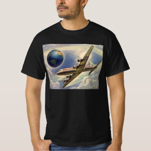 Camiseta Avión Antiguo Volando Alrededor del Mundo entre Nu