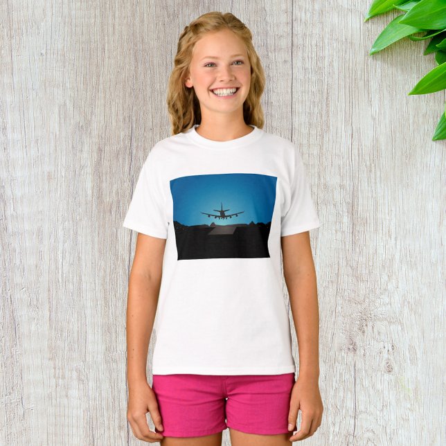 Camiseta Avión aterrizando silueta por la noche (Subido por el creador)