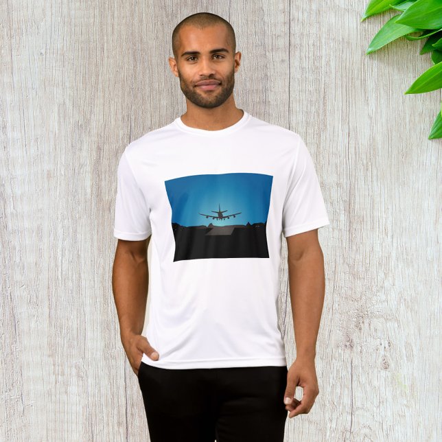 Camiseta Avión aterrizando silueta por la noche (Subido por el creador)