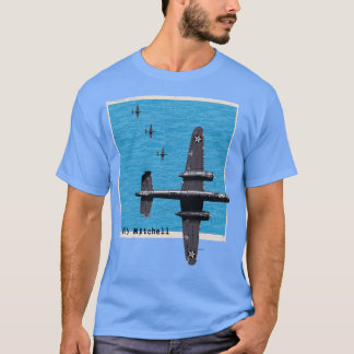 Camiseta Avión bombardero B25 Mitchell WW2 sobre el océano