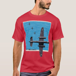 Camiseta Avión bombardero B25 Mitchell WW2 sobre el océano