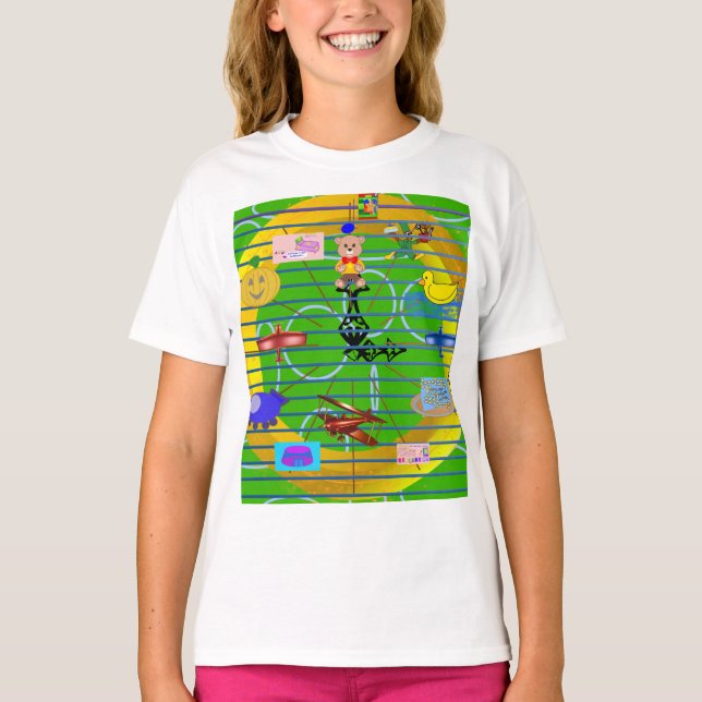 Camiseta Avión de anillo de oro Bowtie Teddy Bear Geométric (Anverso)