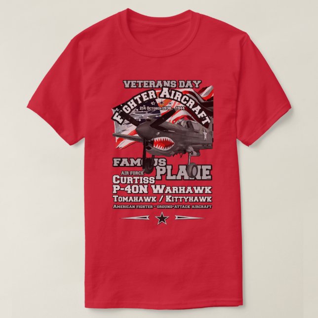Camiseta Avión de ataque de Warhawk Curtiss P40 (Diseño del anverso)