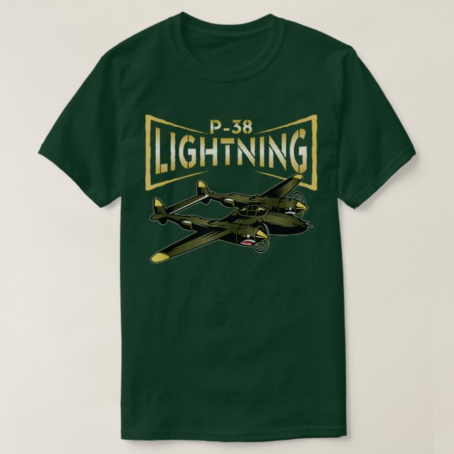 Camiseta Avión de aviación para aviones de vuelo P38 WW2 (Diseño del anverso)