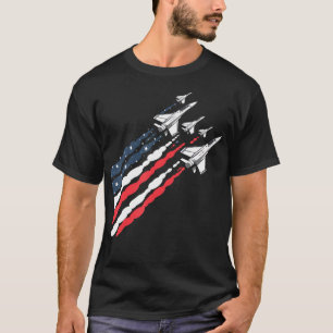 Camiseta Avión de avión de combate patriótico de bandera es